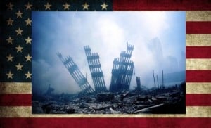 USA Flagge WTC Trümmer 9/11 Inside Job
