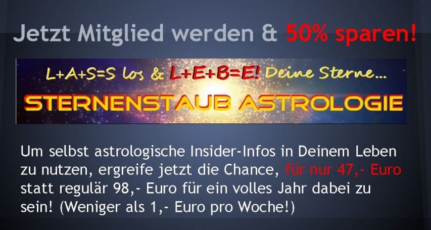 Sternenstaubastrologie Mitgliederbereich 50 Prozent Rabatt 47 Euro
